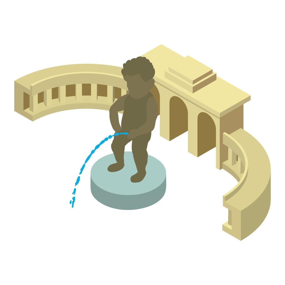 Tourist attraction icon isometric vector. Triumphal arch and statue pissing boy vector