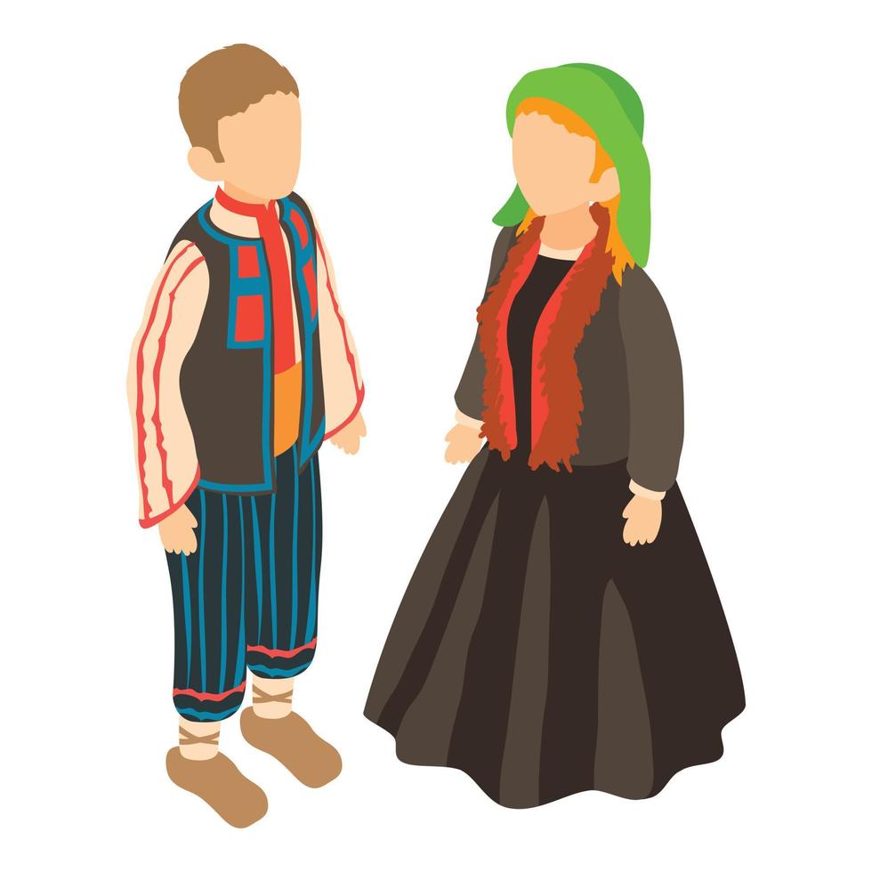 Traditional costume icon isometric vector. Belgian couple in national dress icon vector