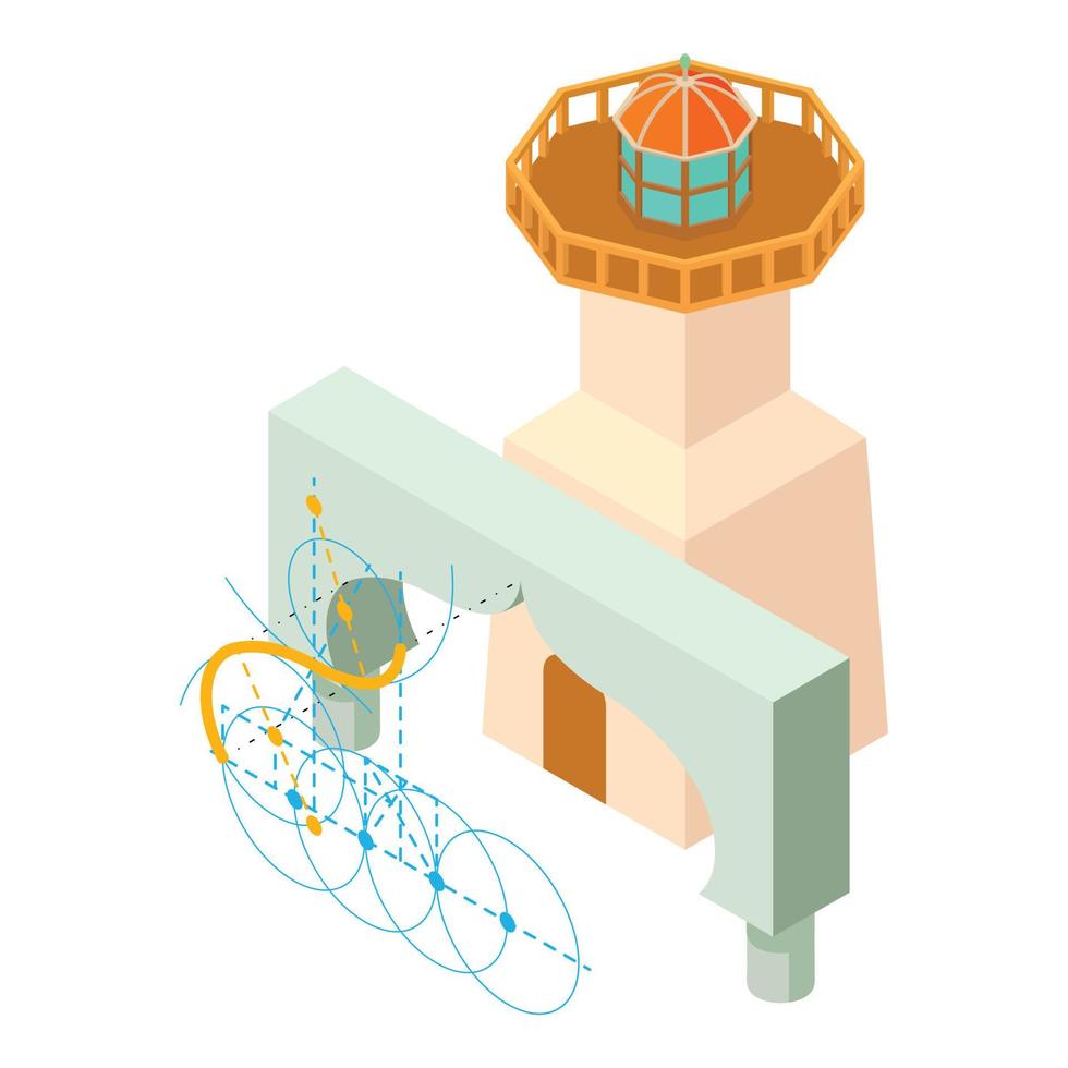 Engineering work icon isometric vector. Arch project and lighthouse building vector