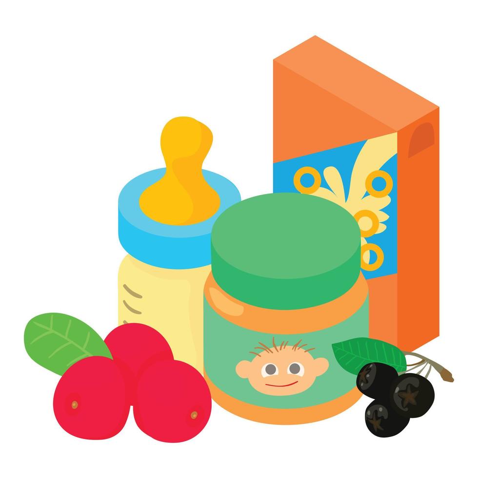 Baby food icon isometric vector. Children bottle pack porridge jar of baby food vector