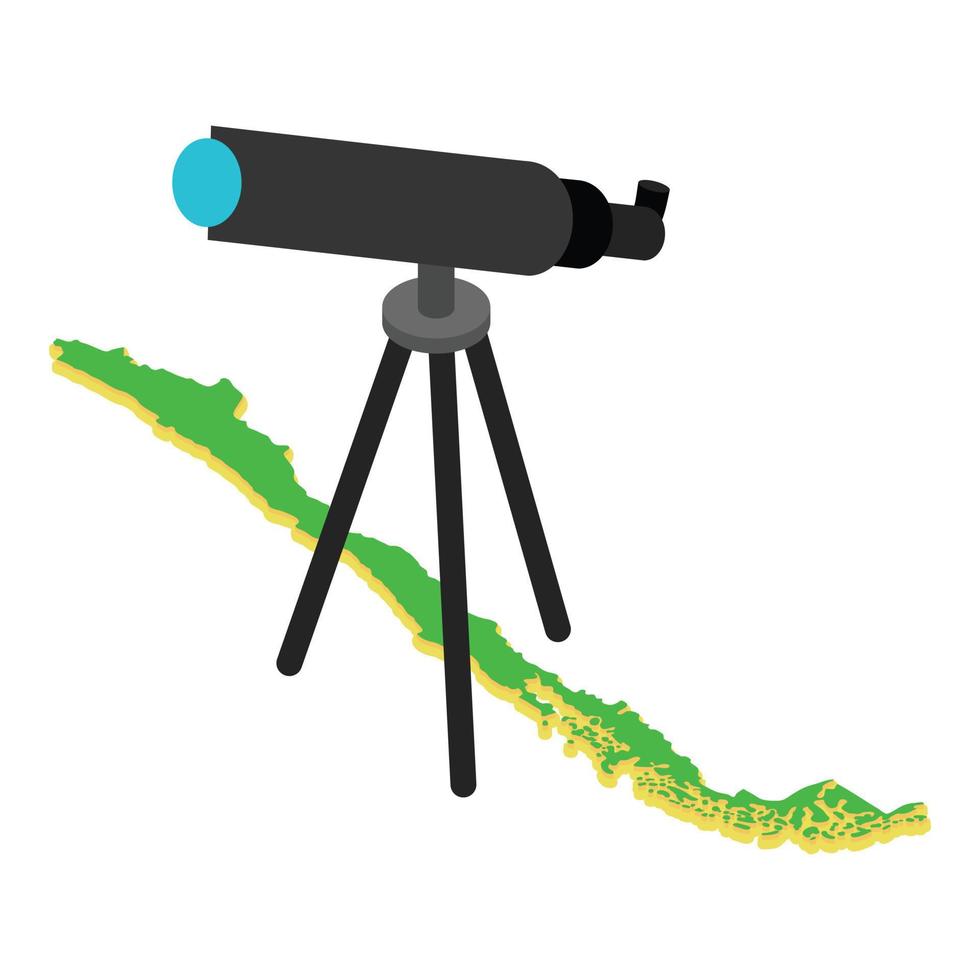 Lisbon observatory icon isometric vector. Astronomical telescope on tripod icon vector