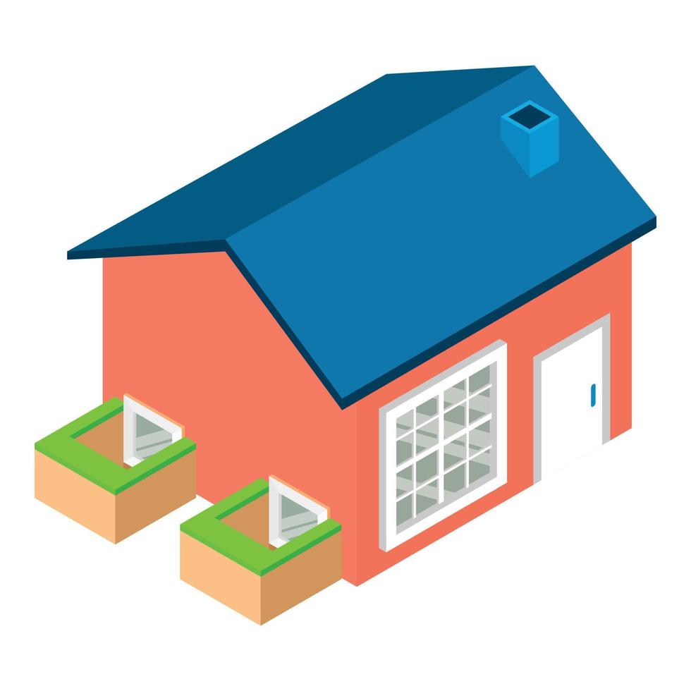 Standard house icon isometric vector. Modern one story house with basement icon vector