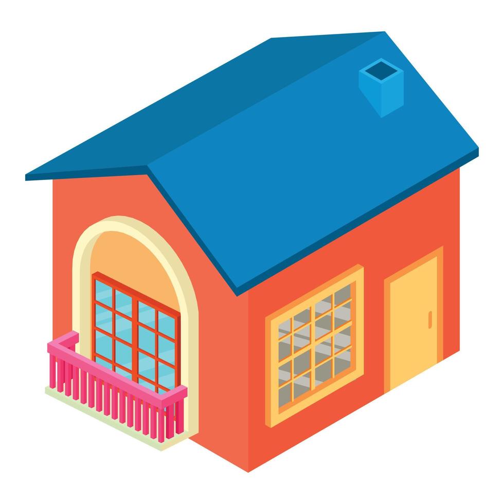 Closed house icon isometric vector. Modern one story building with chimney icon vector