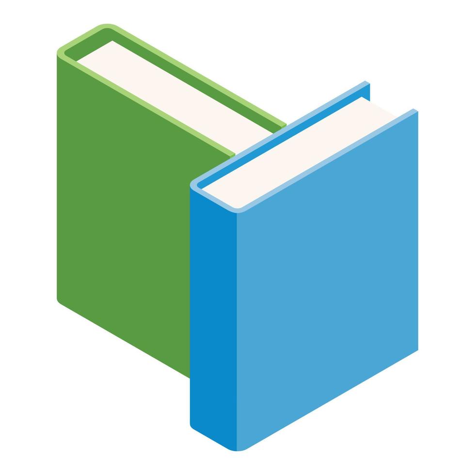 vector isométrico del icono del concepto de lectura. dos coloridos libros de tapa dura de papel cerrado