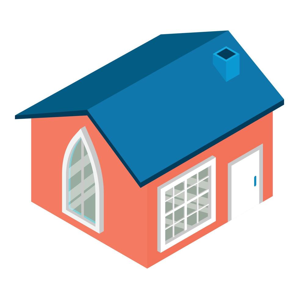 Church building icon isometric vector. One story house with gothic window icon vector