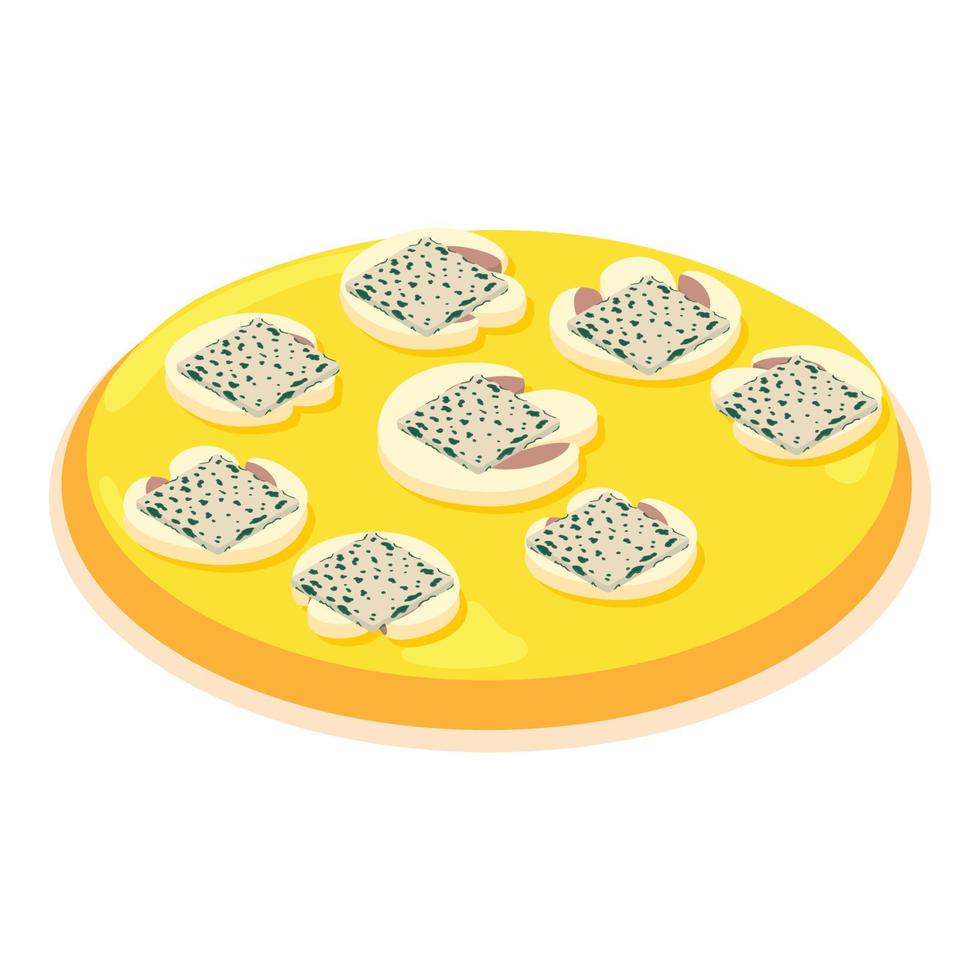 Homemade pizza icon isometric vector. Fresh pizza with blue cheese and mushroom vector