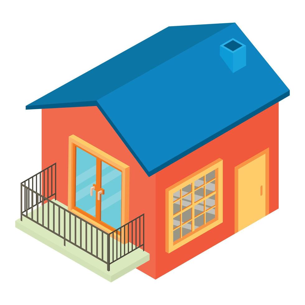 Standard house icon isometric vector. New one story house with metallic balcony vector