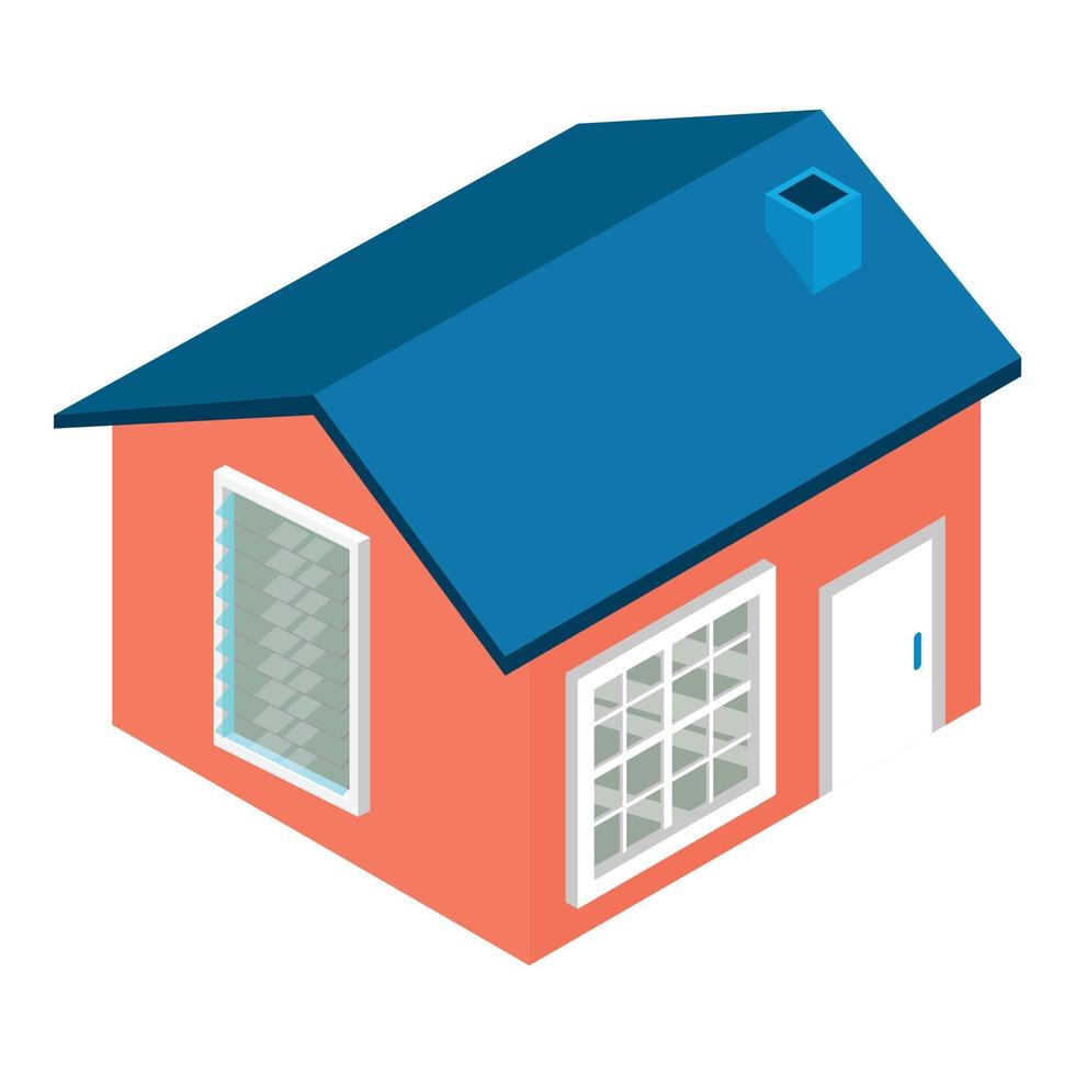 Old house icon isometric vector. Little one story building with chimney icon vector