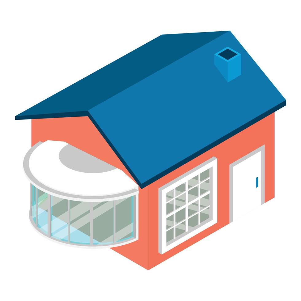 Modern house icon isometric vector. New one story house with transparent balcony vector