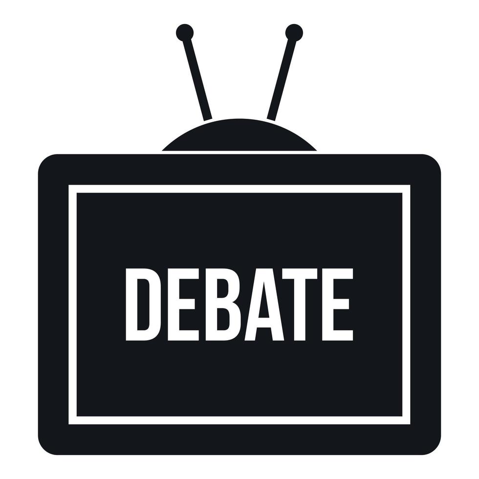 TV with the Debate inscription icon, simple style vector