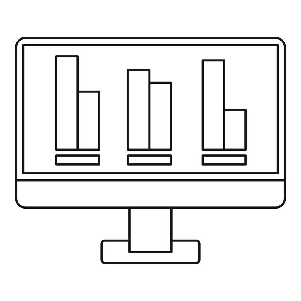 Growing business graph at computer screen icon vector