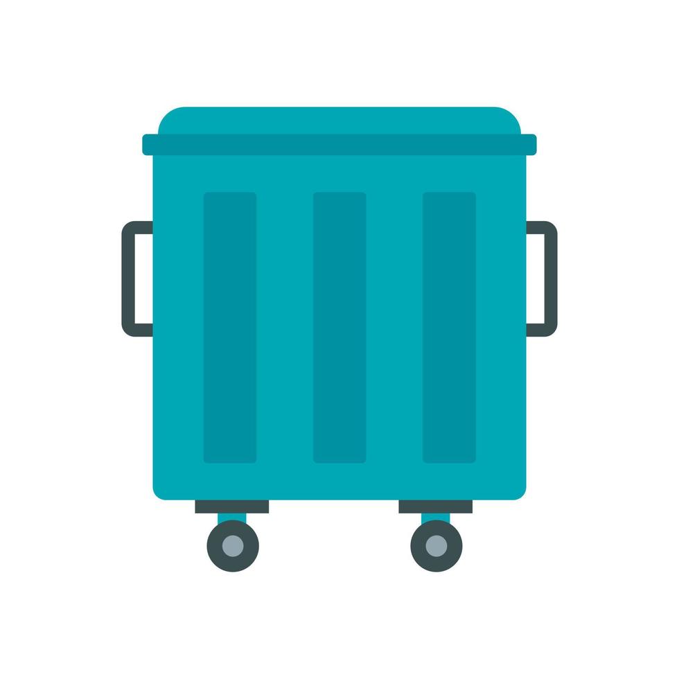 Metal trashcan icon, flat style vector