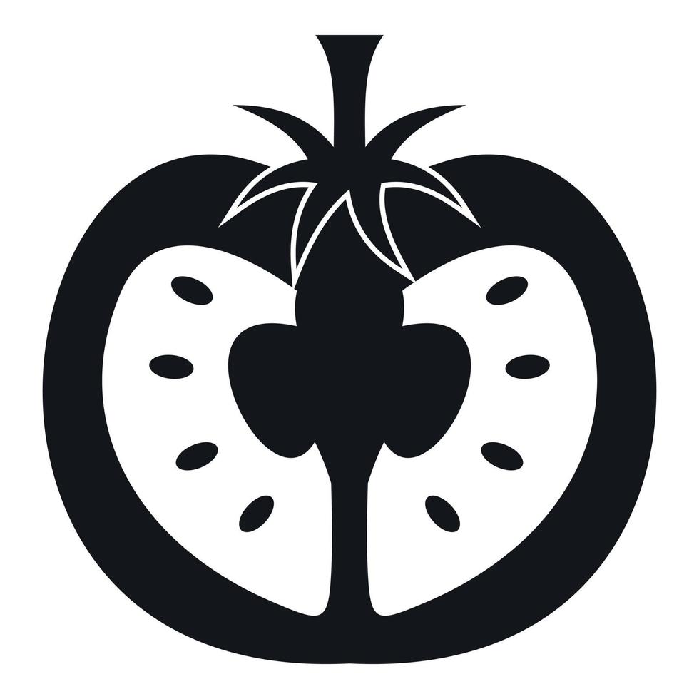 la mitad del icono de tomate, estilo simple vector