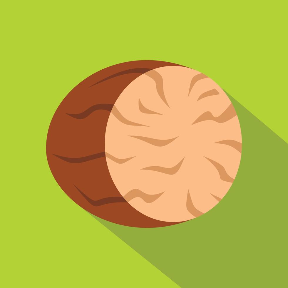 Brown half of nutmeg icon, flat style vector