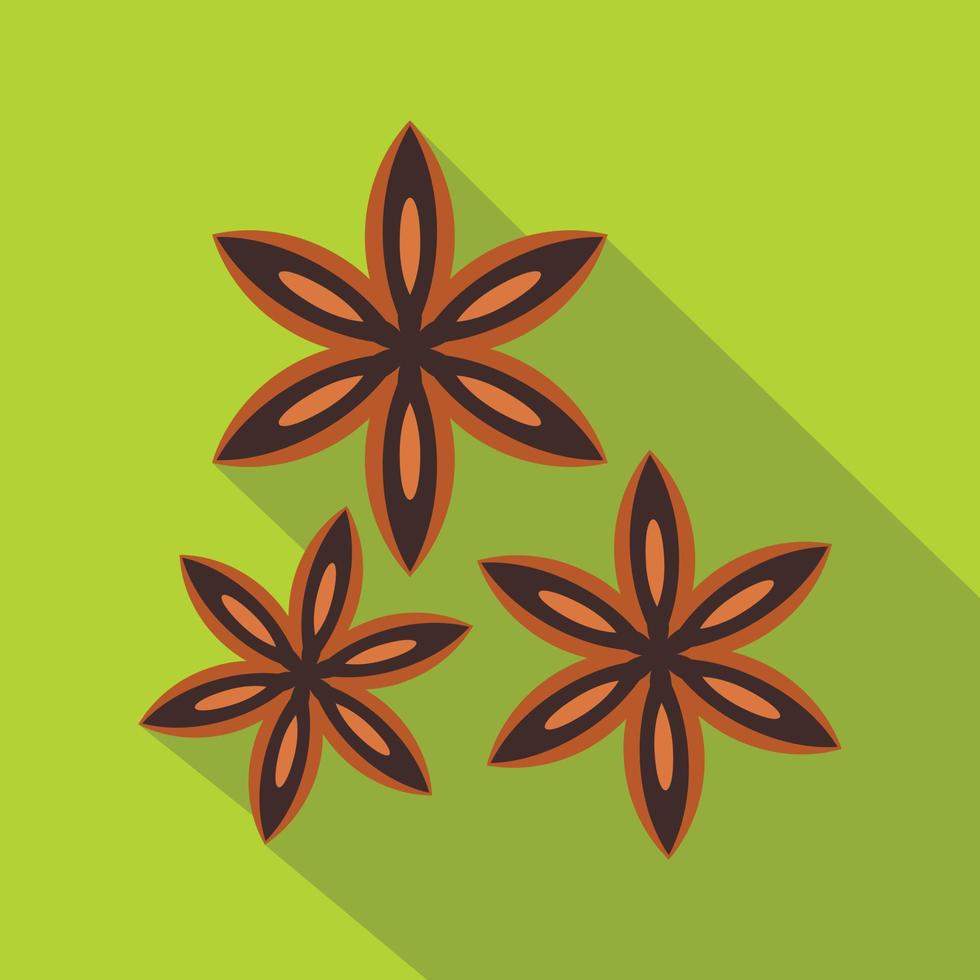 Star anise spice icon, flat style vector