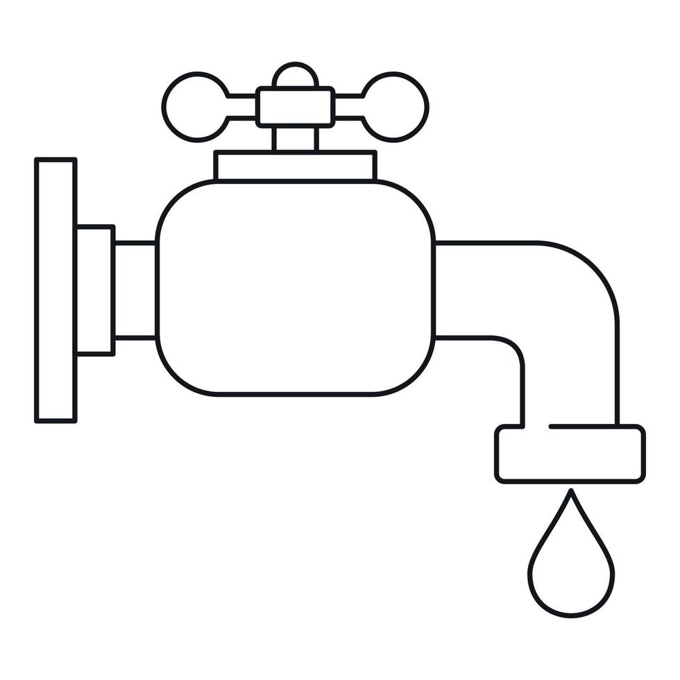 Water tap icon, outline style vector