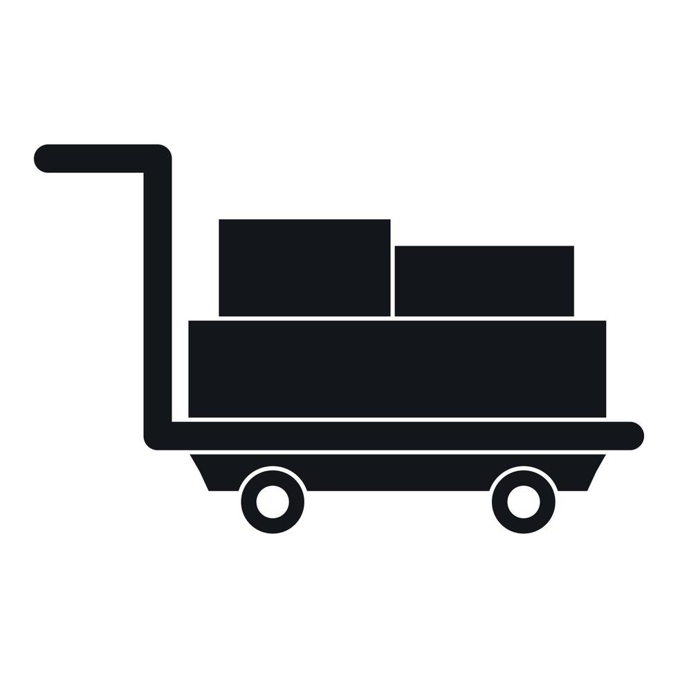 Cart with luggage icon, simple style vector