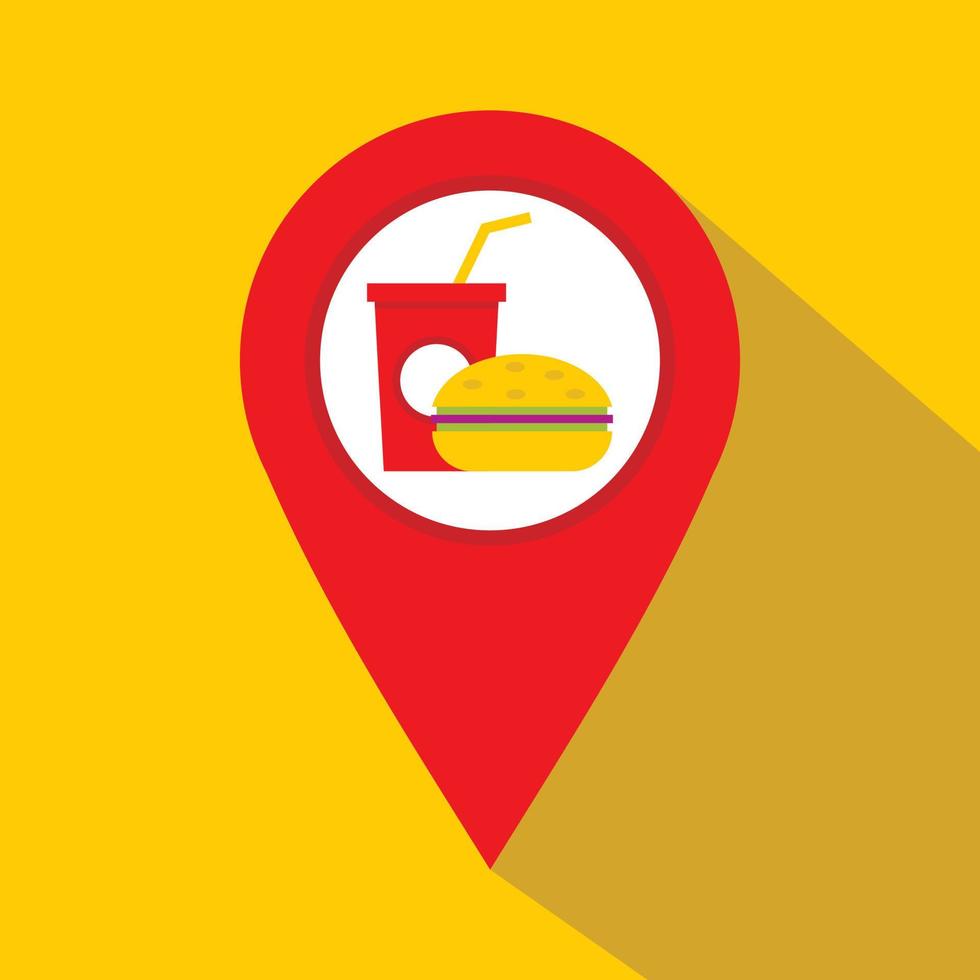 puntero de mapa rojo con icono de signo de comida rápida vector