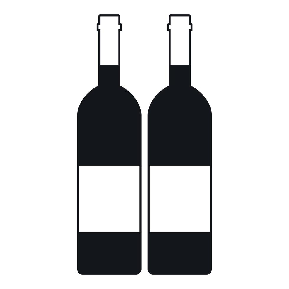 icono de dos botellas de vino, estilo simple vector