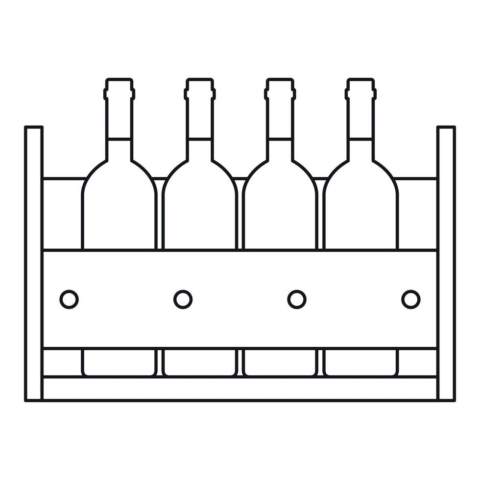 botellas de vino de pie en un icono de caja vector