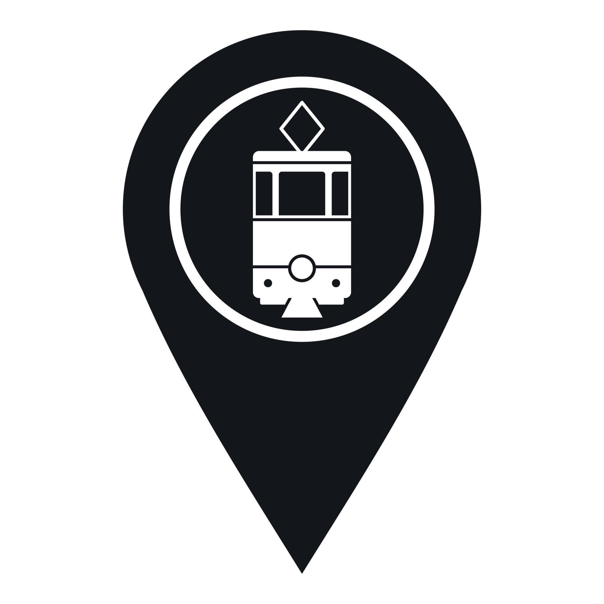 Geo tag with tram sign icon, simple style 15211029 Vector Art at Vecteezy