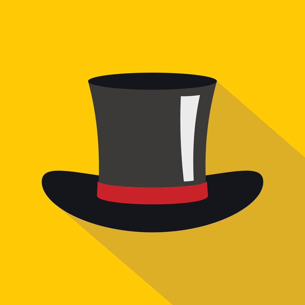 Silk hat icon, flat style vector