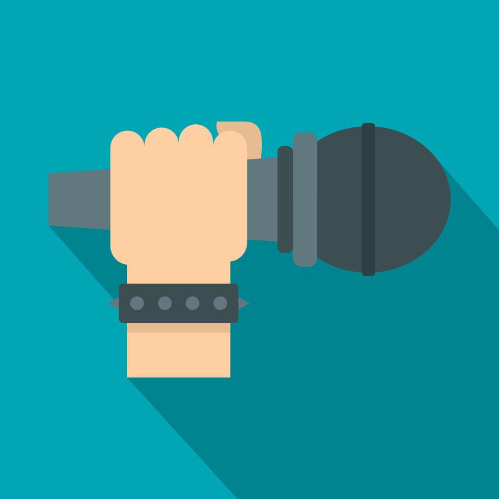 Hand microphone icon, flat style vector