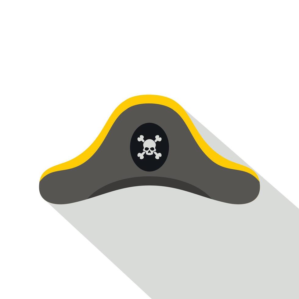 Pirate hat icon, flat style vector
