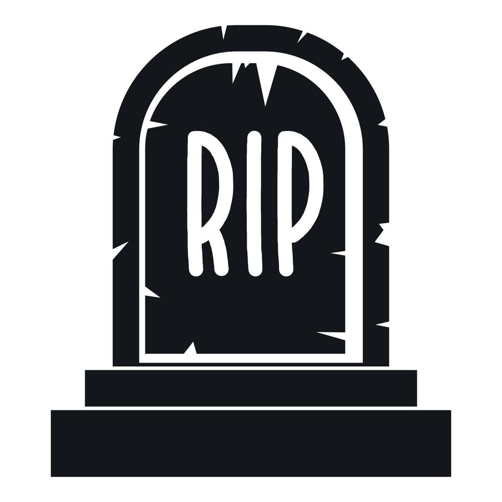 Gravestone with RIP text icon, simple style vector