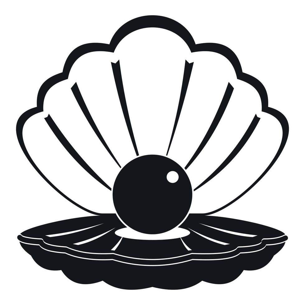 Pearl in a sea shell icon, simple style vector