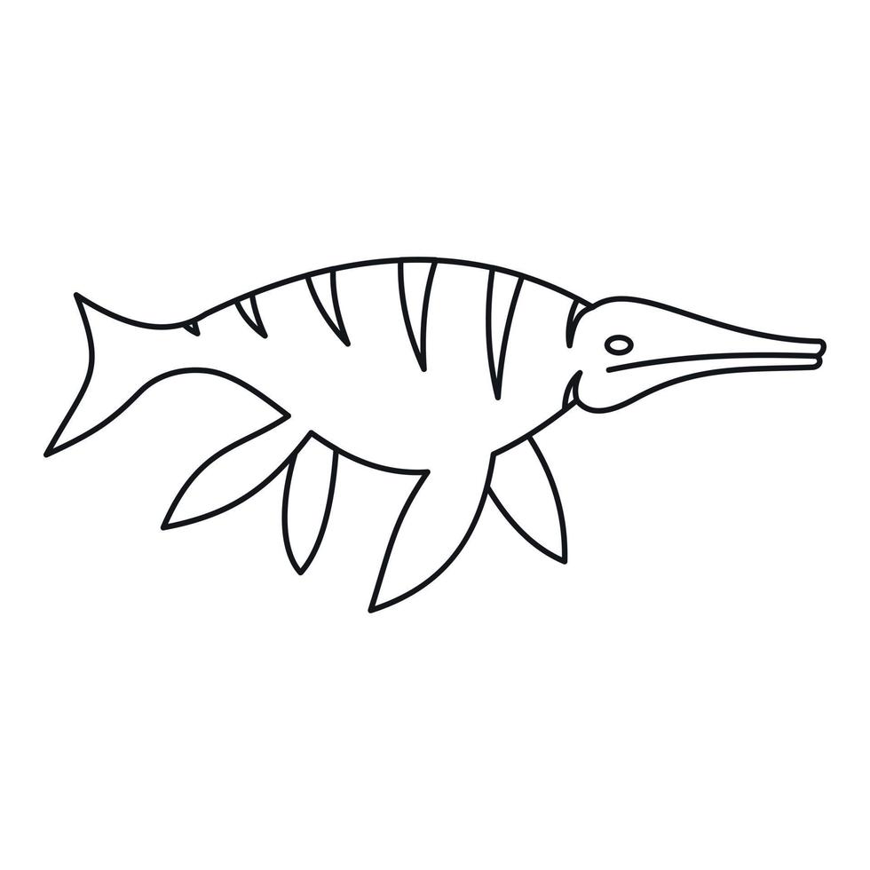 Ichthyosaur dinosaur icon, outline style vector