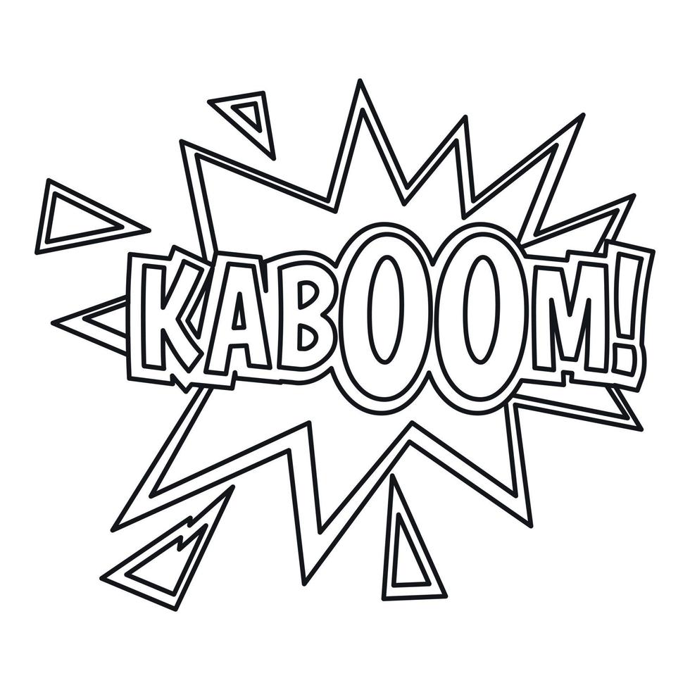 kaboom, icono de explosión de cómic, estilo de esquema vector