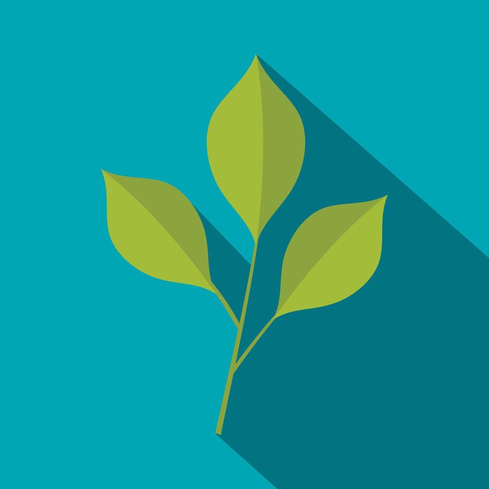 Green cherry leaves icon, flat style vector