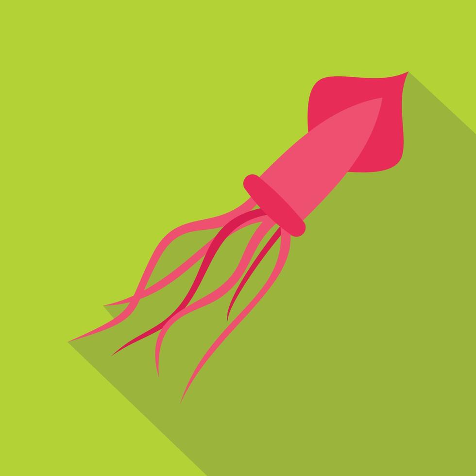 Pink squid icon, flat style vector