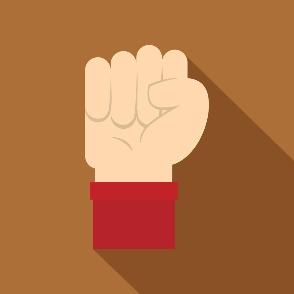 Raised up clenched male fist icon, flat style vector