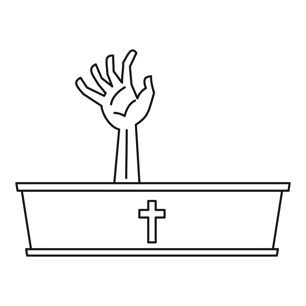 Dead man hand coming out of his grave icon vector