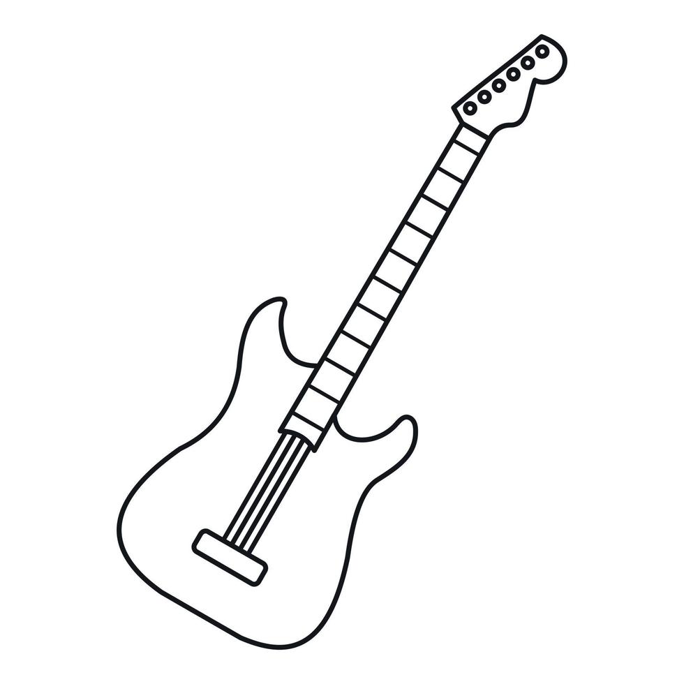 icono de guitarra acústica, estilo de contorno vector