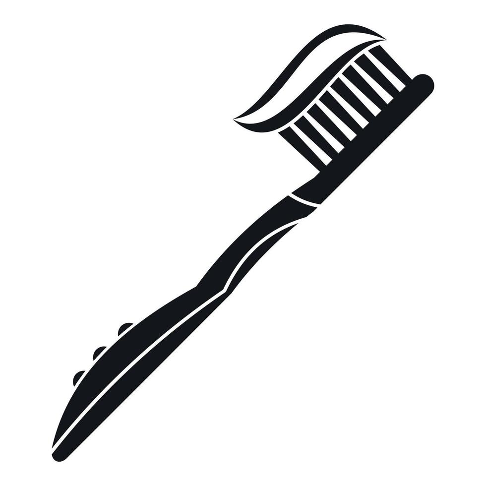 cepillo de dientes con icono de pasta de dientes, estilo simple vector
