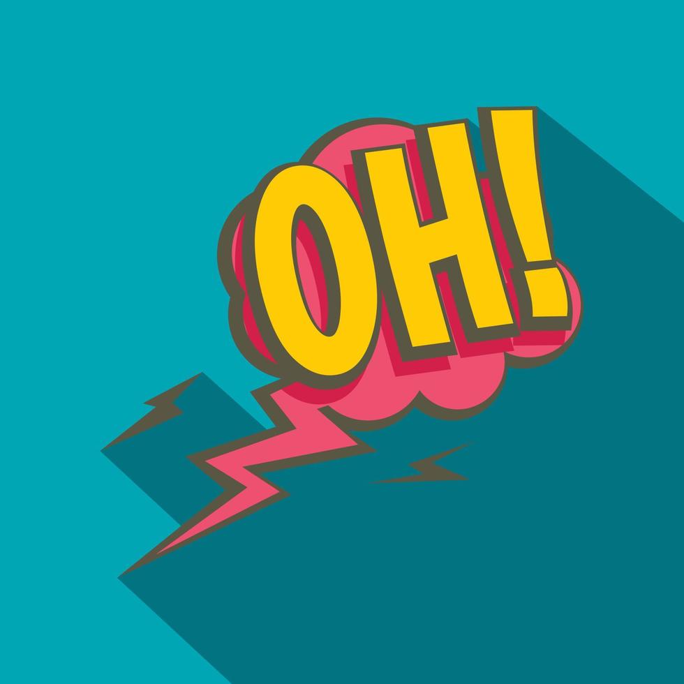 Oh, comic text speech bubble icon, flat style vector