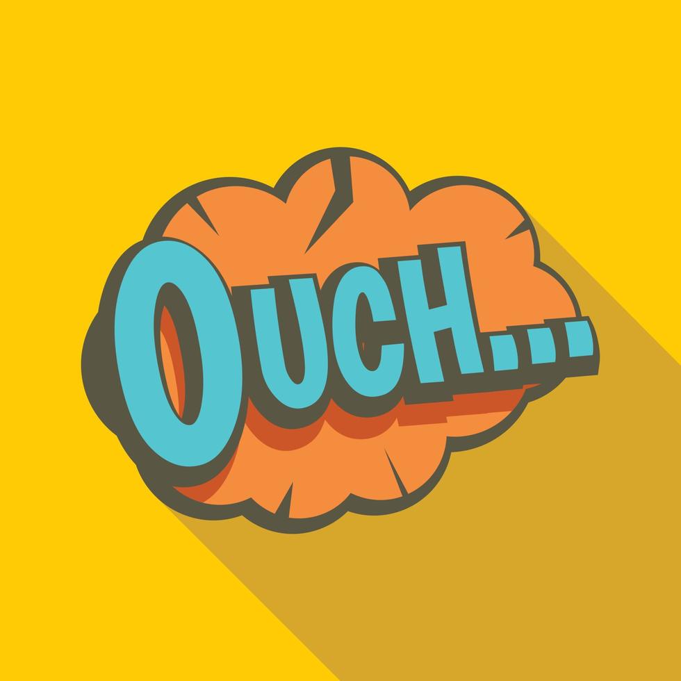 Ouch, speech bubble icon, flat style vector