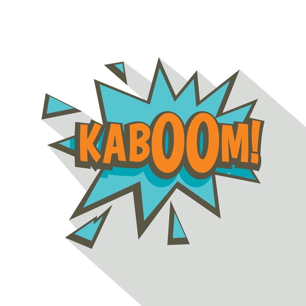 Kaboom, comic text sound effect icon, flat style vector