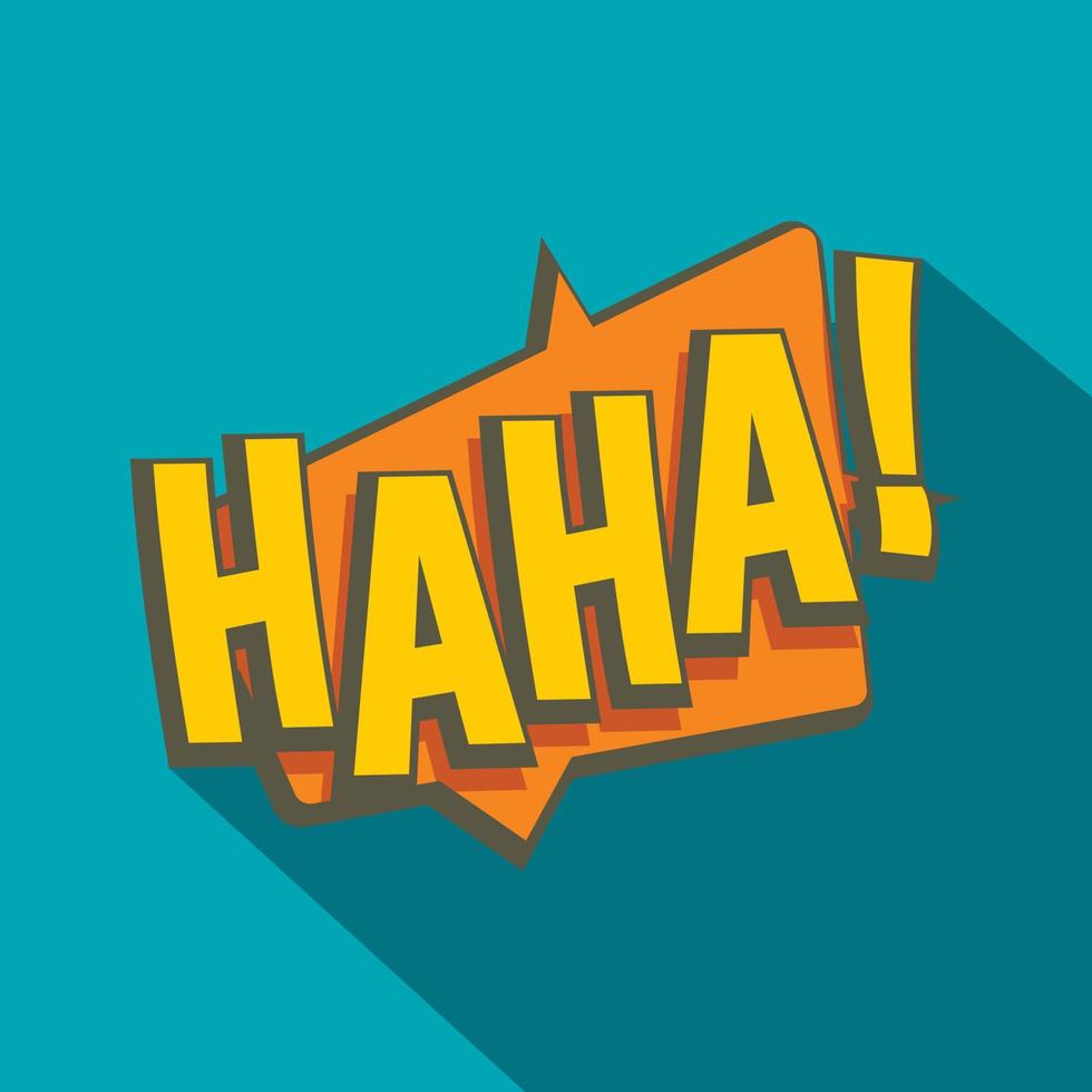 HAHA, comic text speech bubble icon, flat style vector