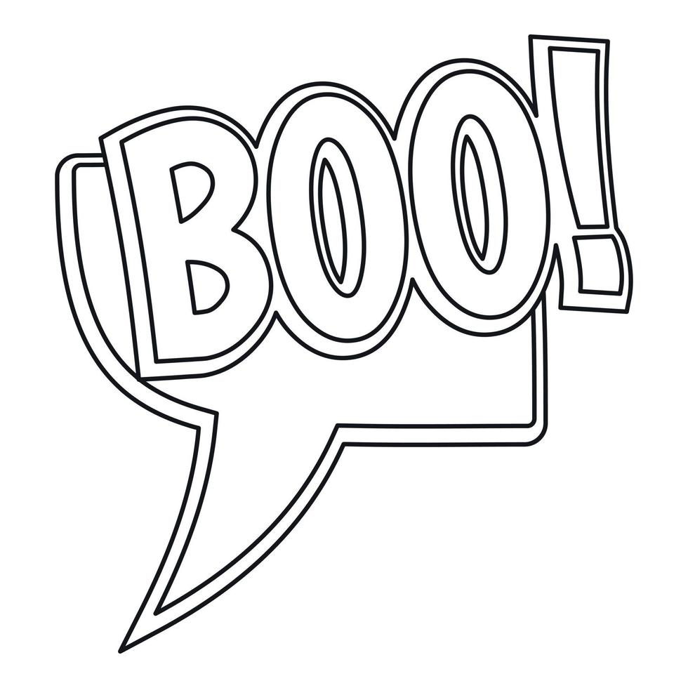 BOO, comic text sound effect icon, outline style vector