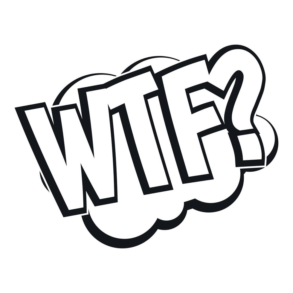 WTF, comic book bubble text icon, simple style vector