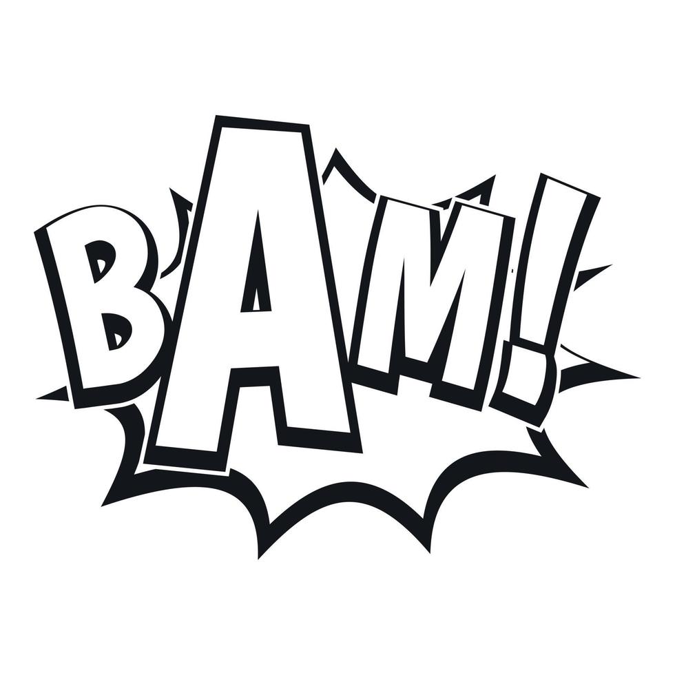 BAM, comic book bubble icon, simple style vector