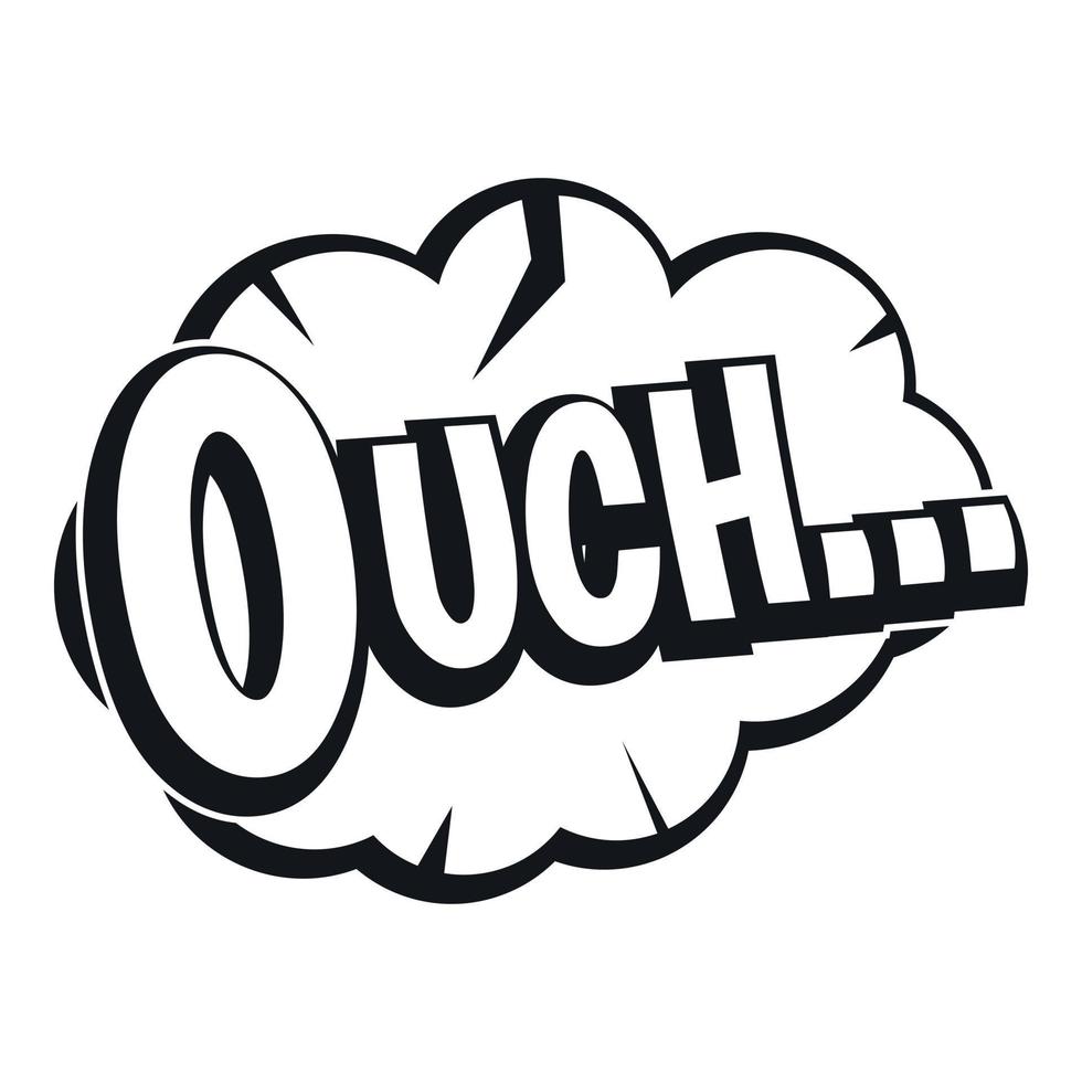 Ouch, speech cloud icon, simple style vector