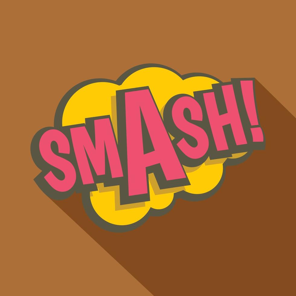 Smash, comic text sound effect icon, flat style vector
