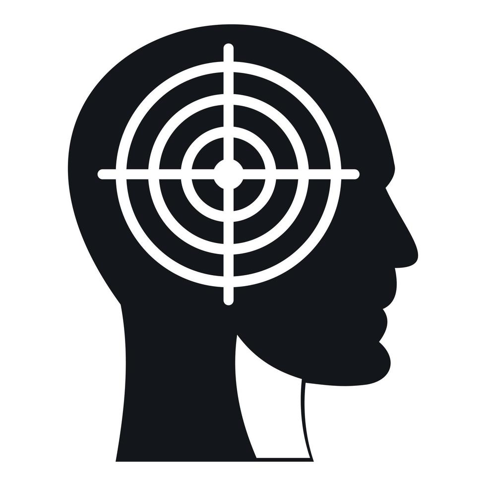 Crosshair in human head icon, simple style vector