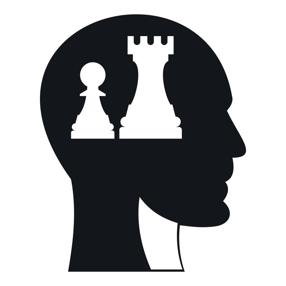 Head with queen and pawn chess icon, simple style vector
