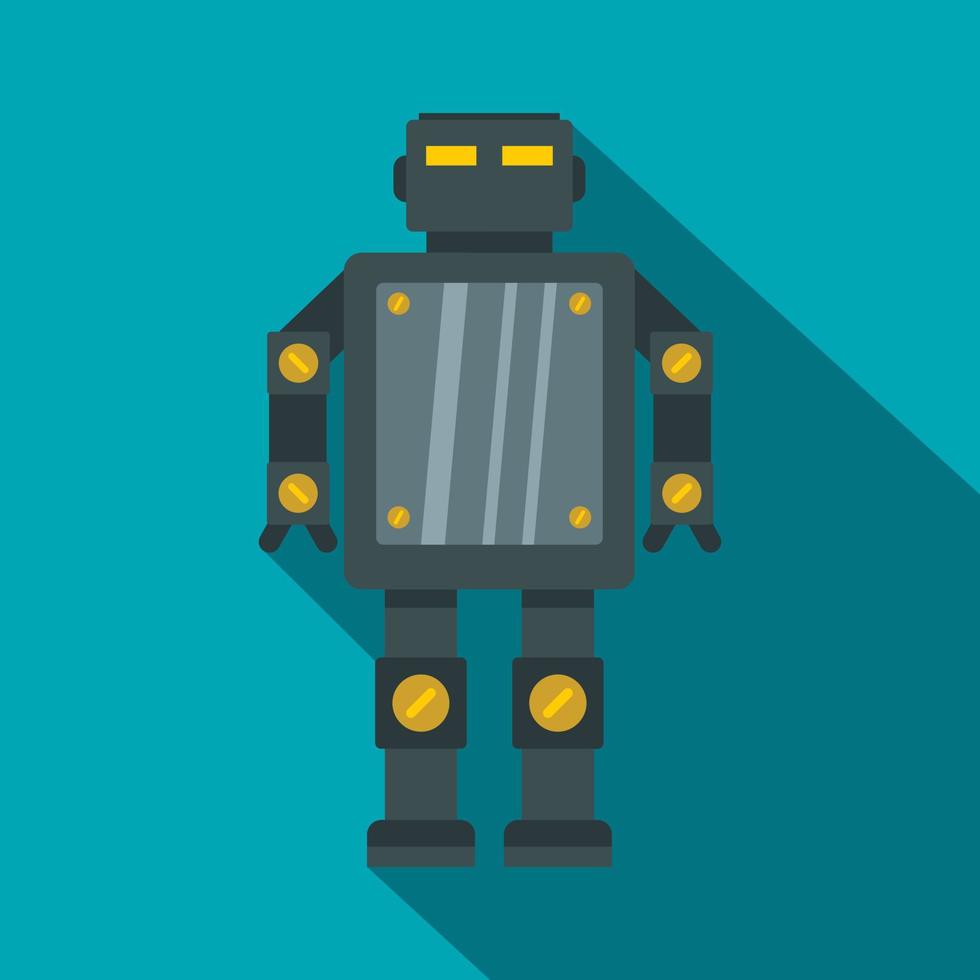 Steel robot icon, flat style vector